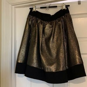 Gold metallic fit and flare party skirt